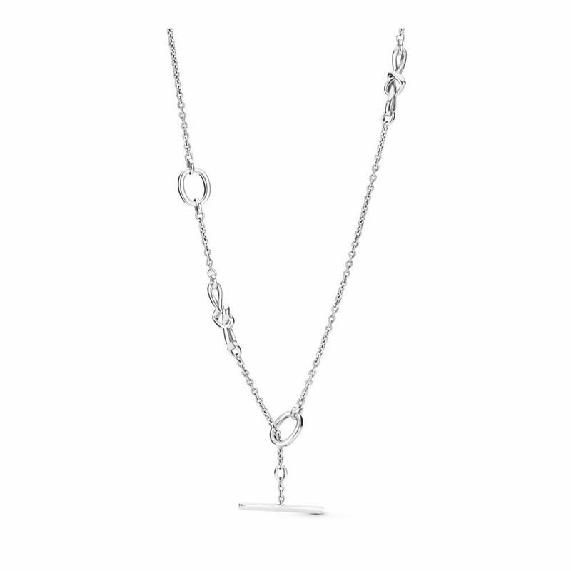 Pandora Knotted Heart T-bar Necklace - Sterling Silver - Canada | CN4938HF